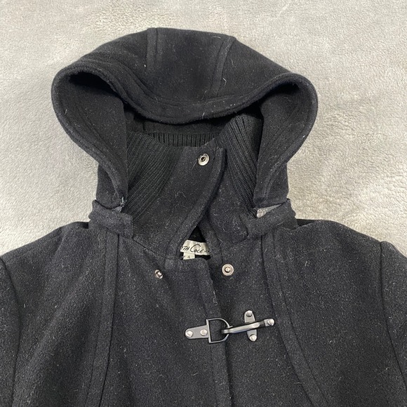 Kenneth Cole New York Black Toggle Coat Hooded Wool Blend‎ Women's Size 4 - Picture 11 of 15